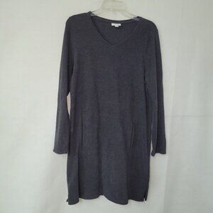 Pure Jill Dress Womens M Charcoal Grey‎ Long Sleeve Cotton Knit Kangaroo Pocket
